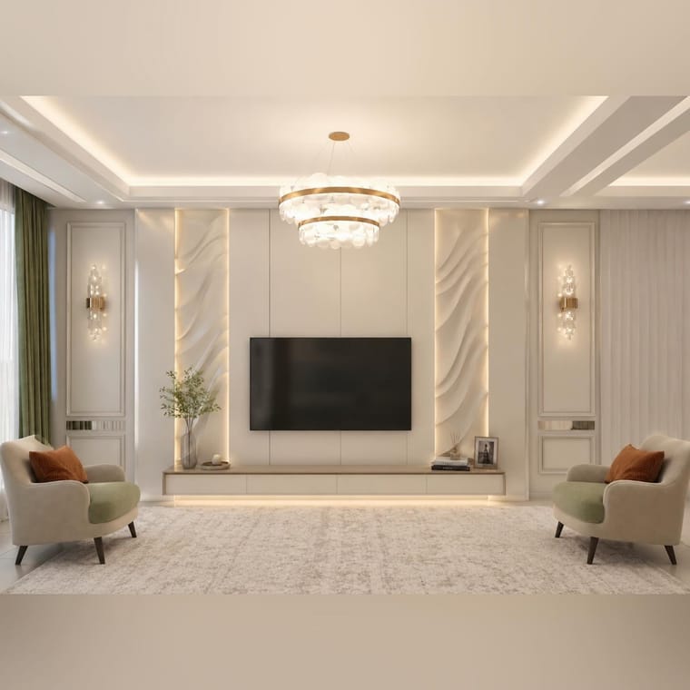 جدار معيشة — تصميم رقم ١٧: وحدة تلفزيون وتخزين